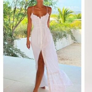 SNDYS Astrid White Cotton Maxi Dress